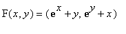F(x,y) = (exp(x)+y, exp(y)+x)