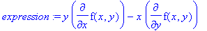 expression := y*diff(f(x,y),x)-x*diff(f(x,y),y)