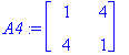 A4 := matrix([[1, 4], [4, 1]])