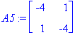 A5 := matrix([[-4, 1], [1, -4]])