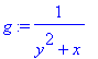 g := 1/(y^2+x)