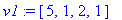 v1 := vector([5, 1, 2, 1])